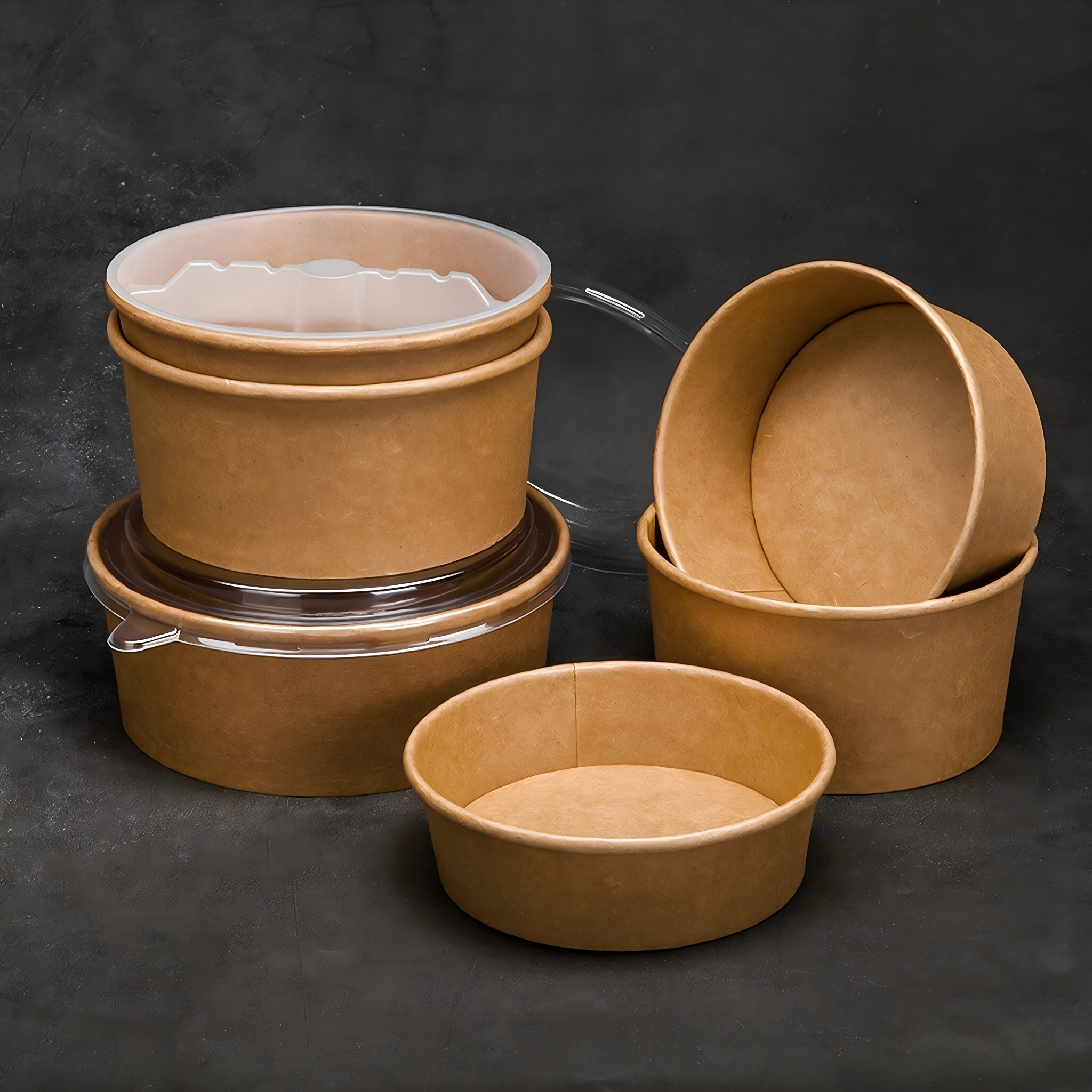 Round Kraft Paper Takeaway Bowls - Image 3