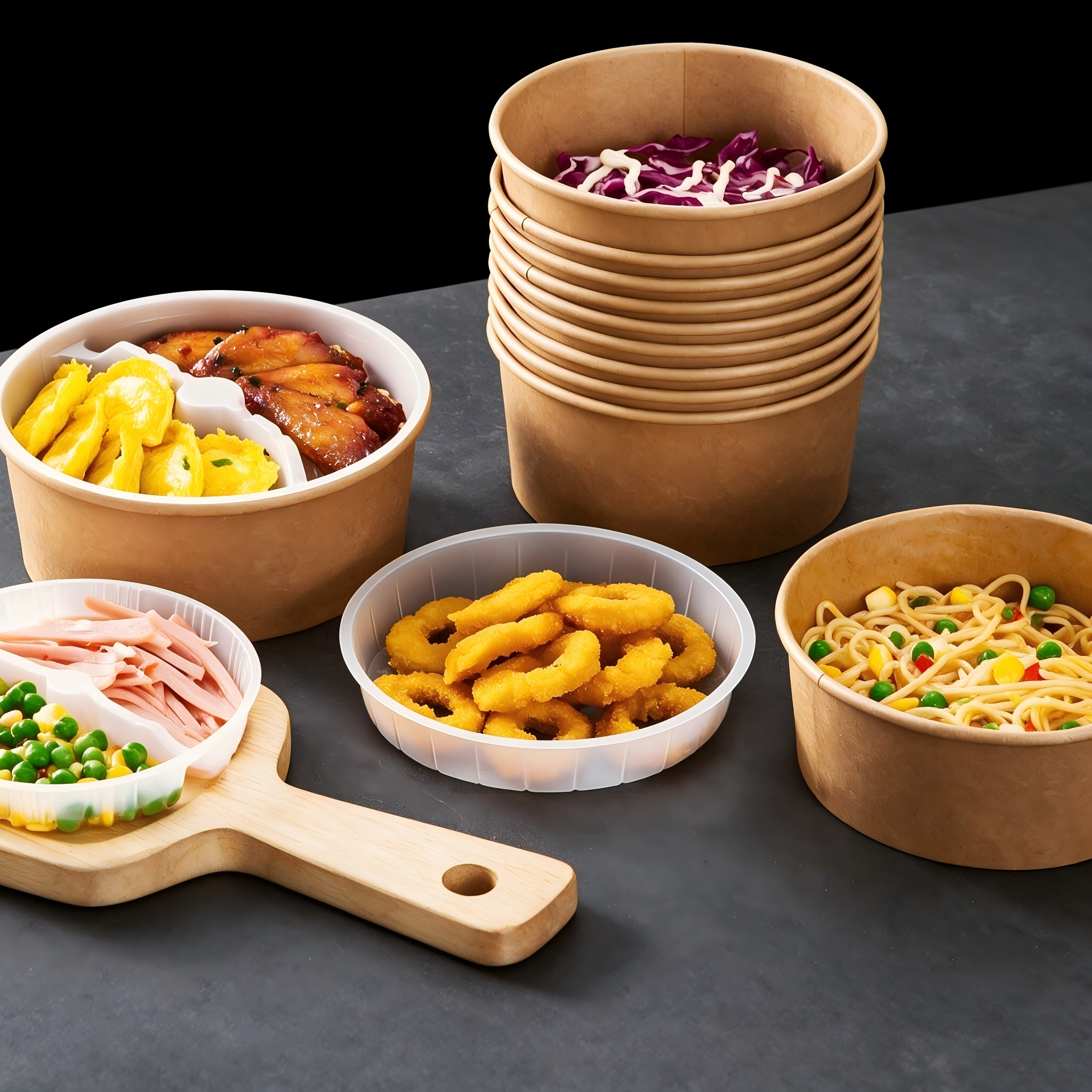 Round Kraft Paper Takeaway Bowls - Image 2